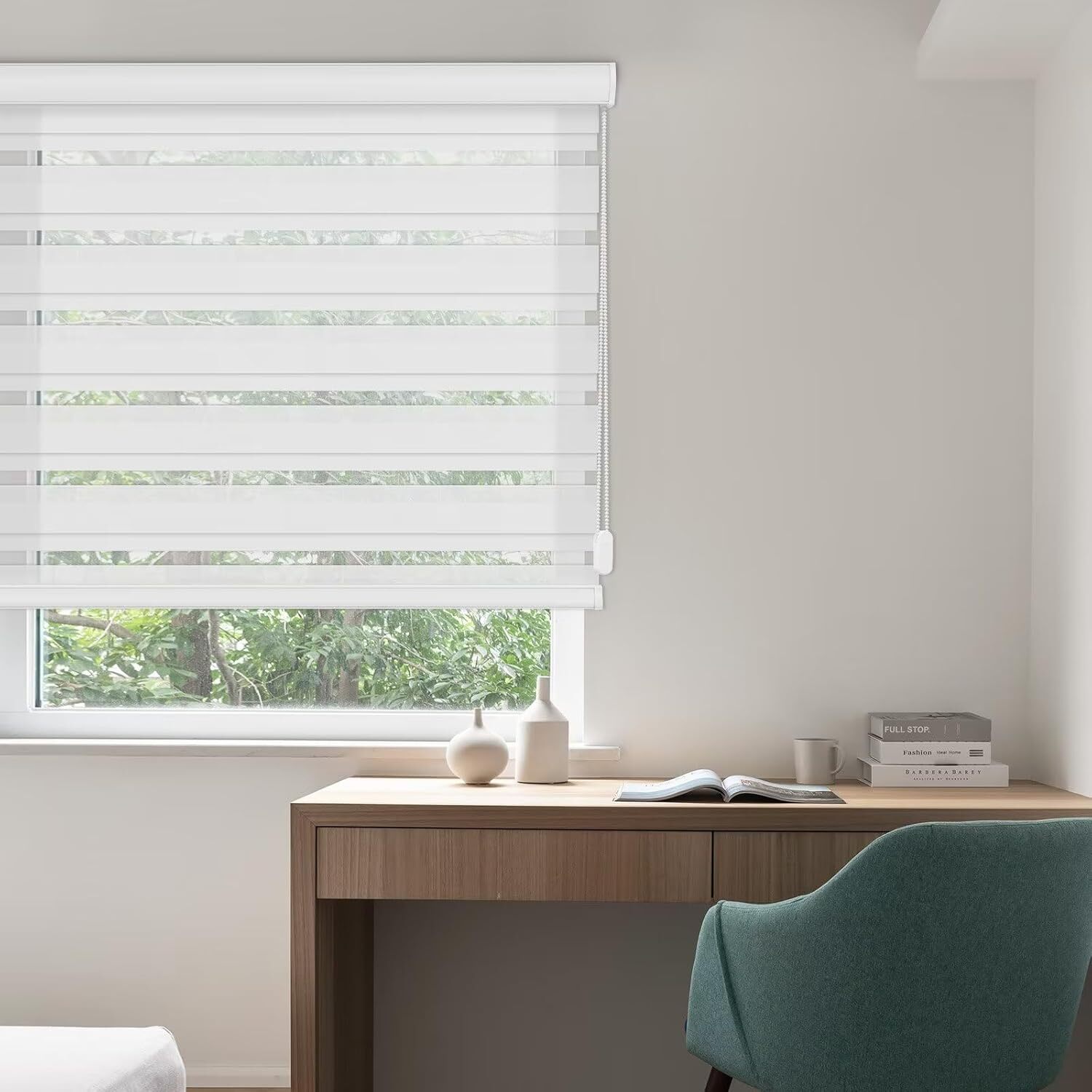 Changshade CUSTOM CUT Dual Layer Window Treatment Zebra Roller Shades-Corded gallery