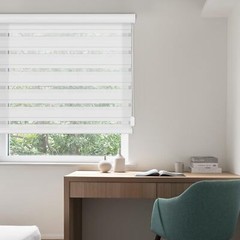 Changshade CUSTOM CUT Dual Layer Window Treatment Zebra Roller Shades-Corded