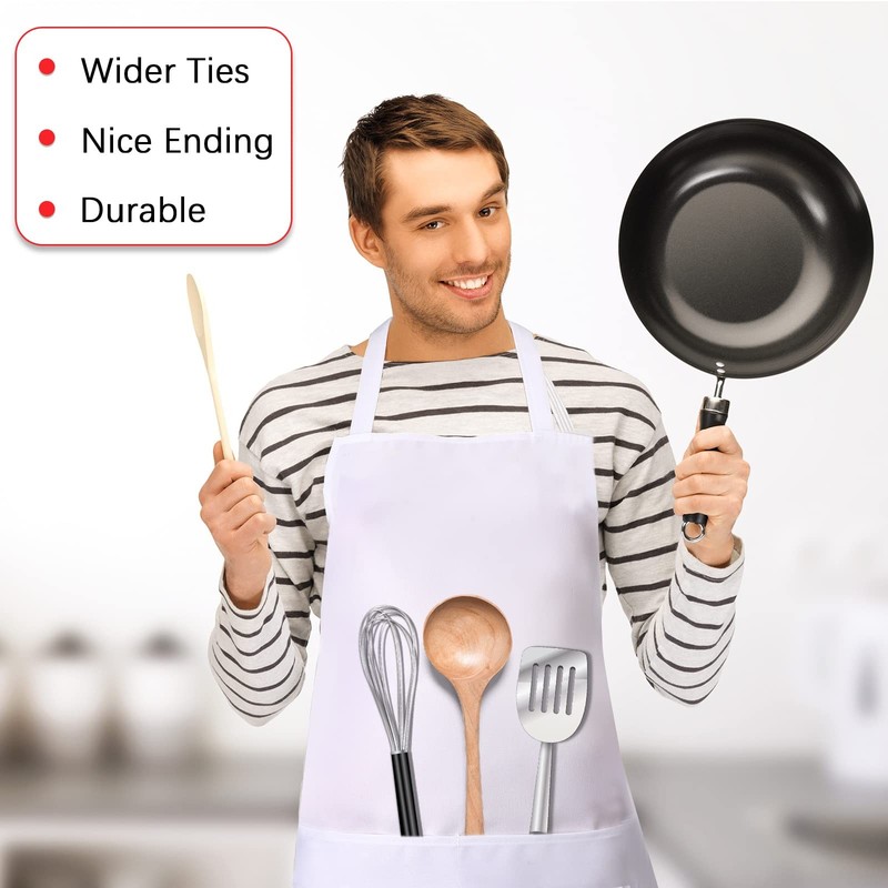 14 Pcs Plain Bib Aprons Bulk with 2 Pockets Adult Mixed Color Commercial Cooking gallery