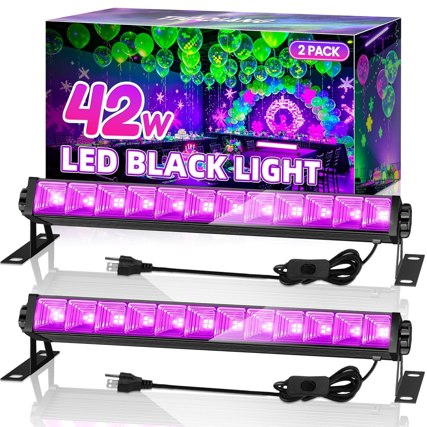 42W LED Black Light Bar 2 Pack with 6FT Cord Switch and Plug Included gallery