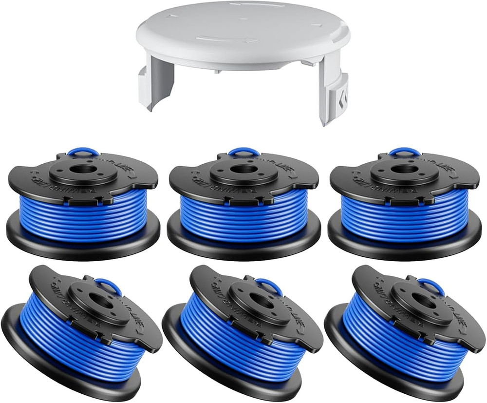 7Pack .065 String Spool for Hart Auto-Feed Trimmer 11Ft 6Spools 1Cap