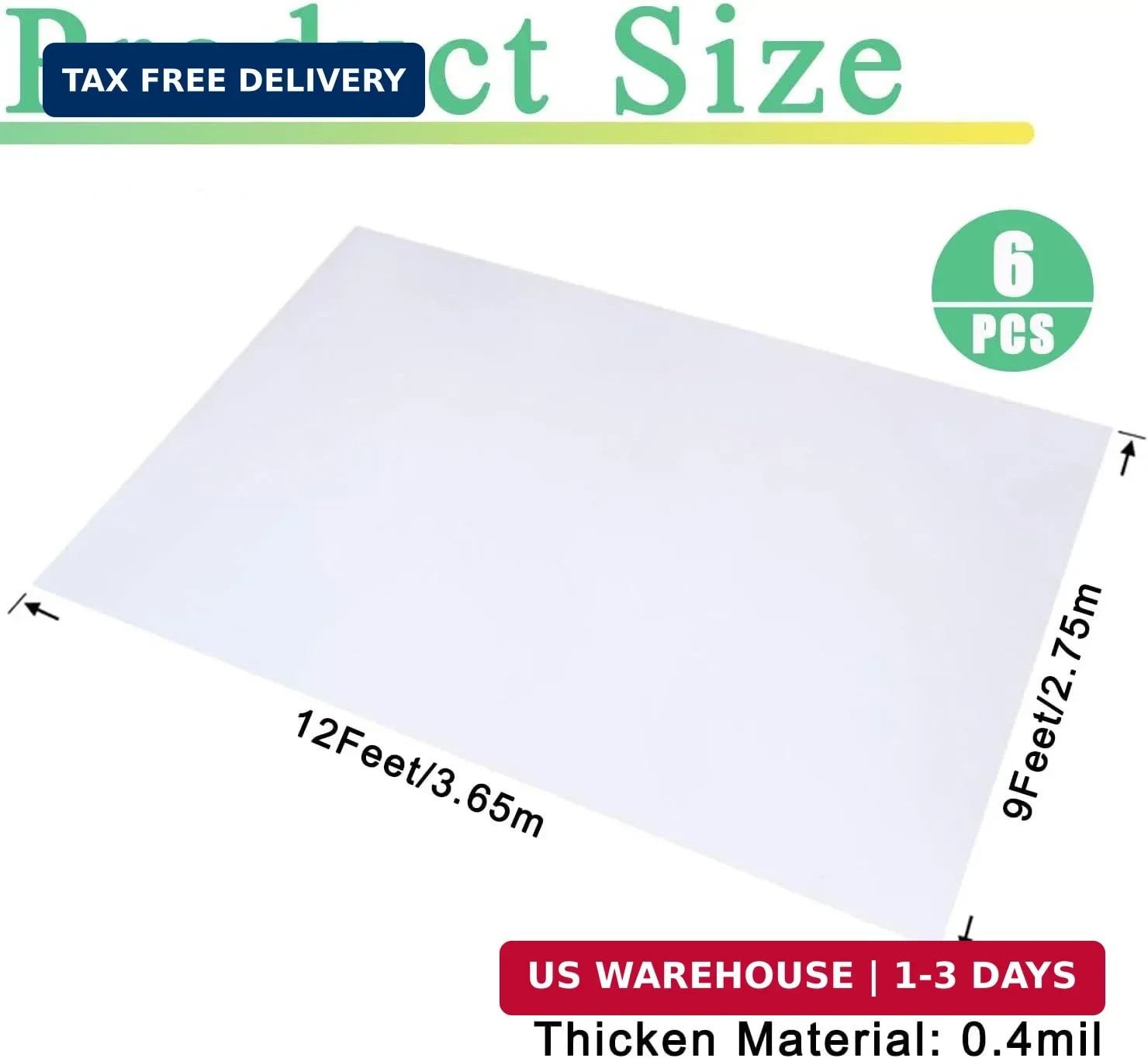 6 Pack Drop Cloth Plastic Sheeting, 9 x 12 FT Heavy Duty Painters Tarp, Waterpro gallery