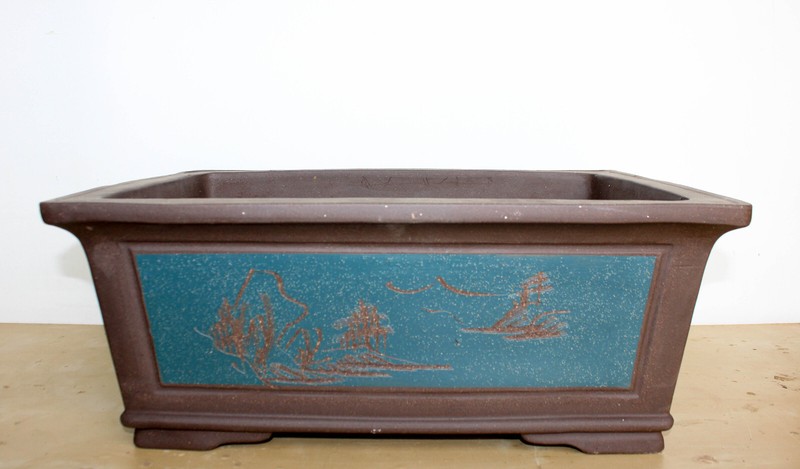 Chinese Guangzhou Unglazed Rectangle 19.75"L x 14.5"W x 8"H Ceramic Bonsai Pot gallery