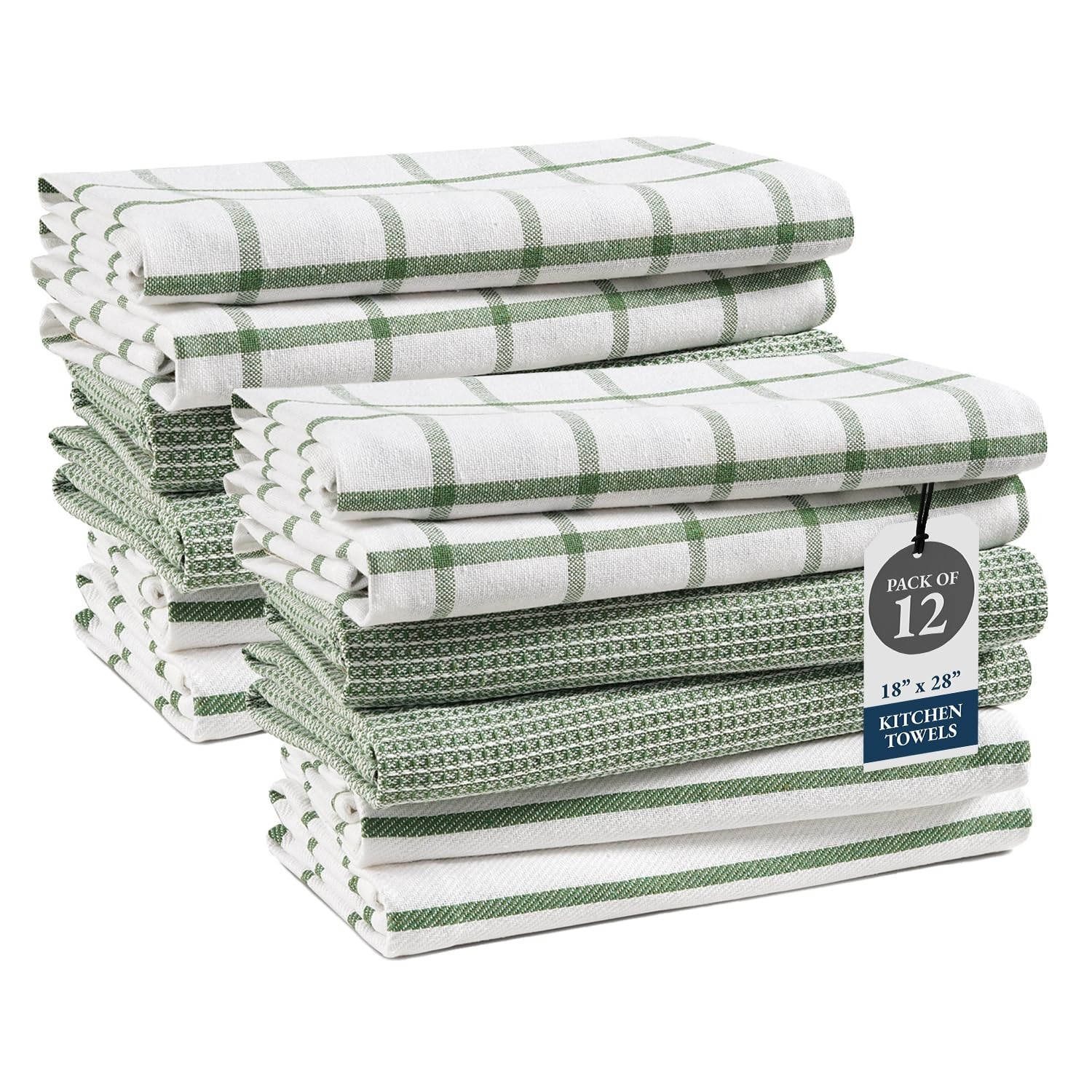 LANE LINEN Kitchen Towels Set - Pack of 12 18''x28" - 12 Pack, 02: Olive gallery