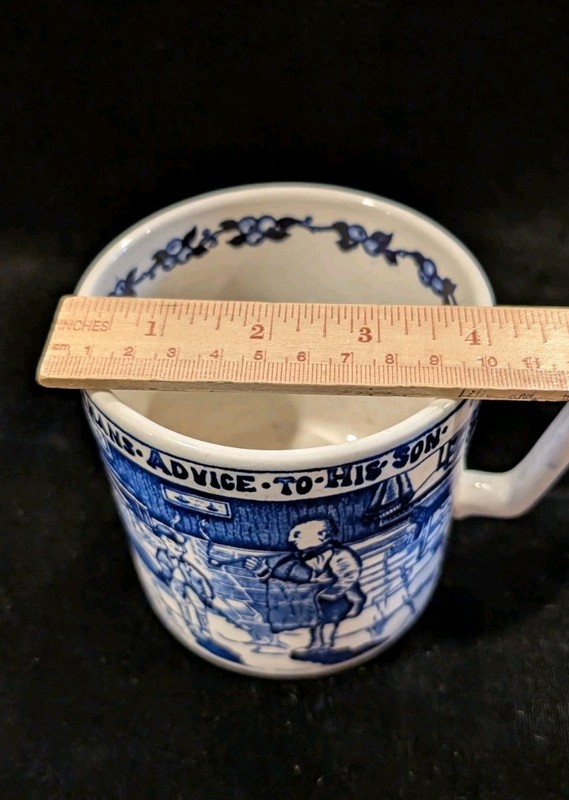 Vintage Large Blue & White Crown Devon Mug - A Yorkshiremans Advice to His Son gallery