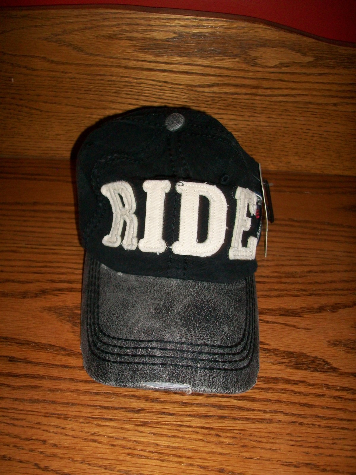 "RIDE" Black and GRAY-Distressed Ball Cap-NWT-Ships FREE gallery