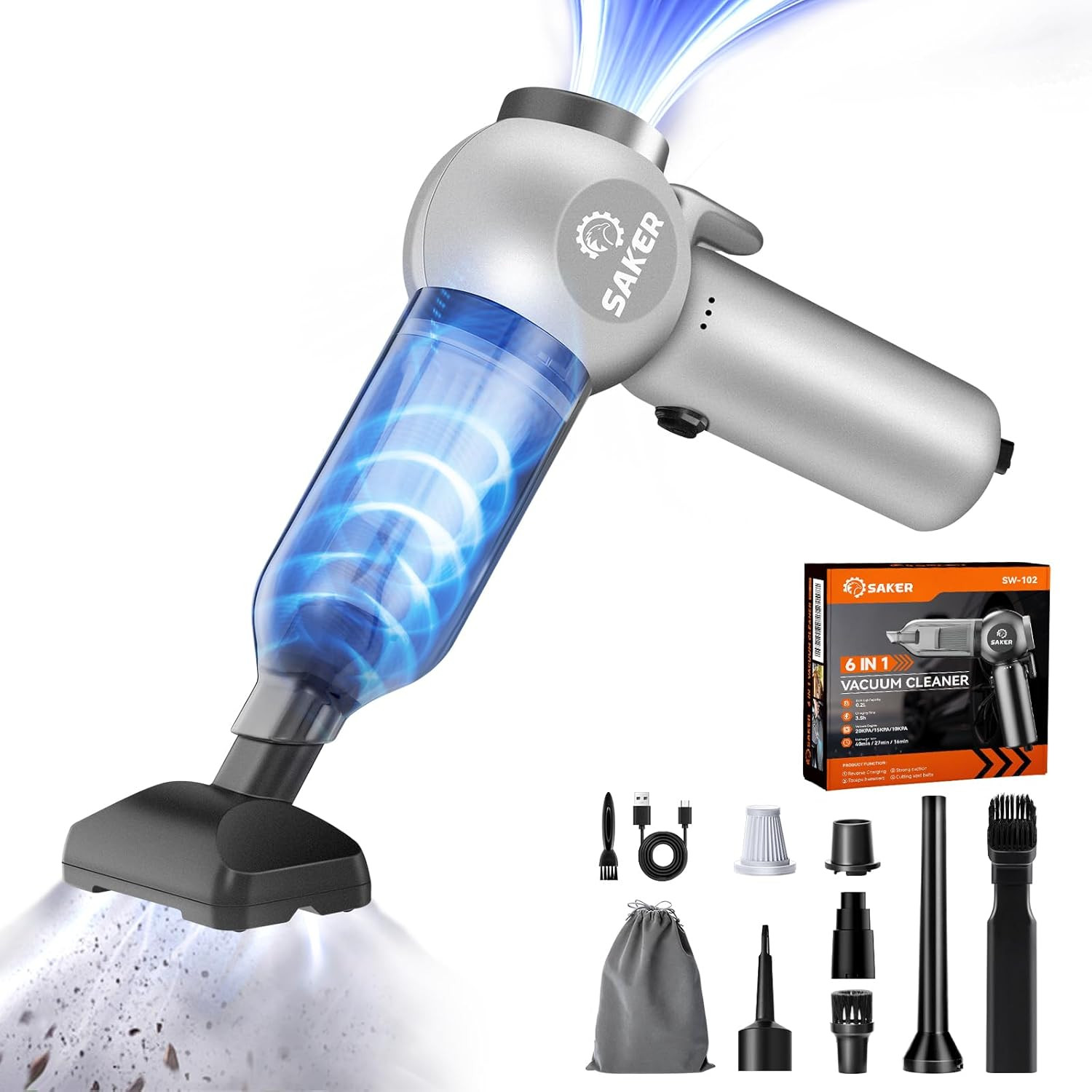 Handheld Car Vacuum Cleaner Cordless 6 in 1 Super Suction Mini Car Vacuum with B gallery
