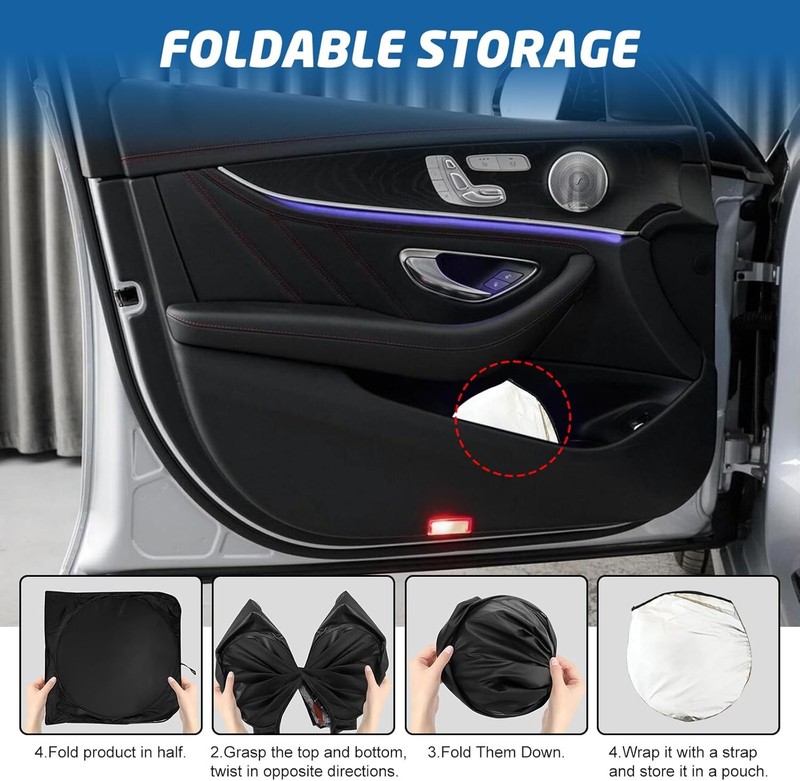 Windshield Sun Shade, Reflective Sunshade with Storage Pouch for UV Rays & Heat gallery