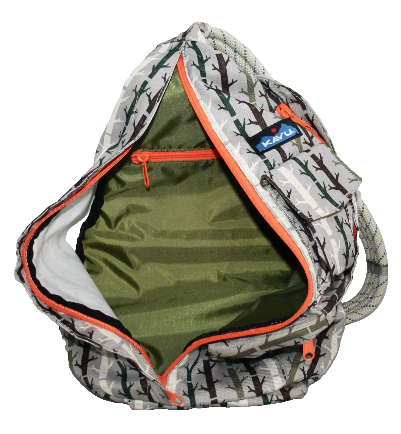 KAVU 20" Rope Handle Sling Bag Backpack Gray Multi  Print Canvas 4