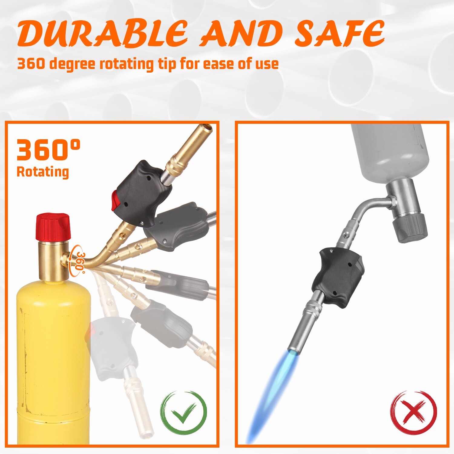 DOMINOX Propane Torch Head, 360 Degrees Portable Trigger Start Turbo Torch Tips gallery