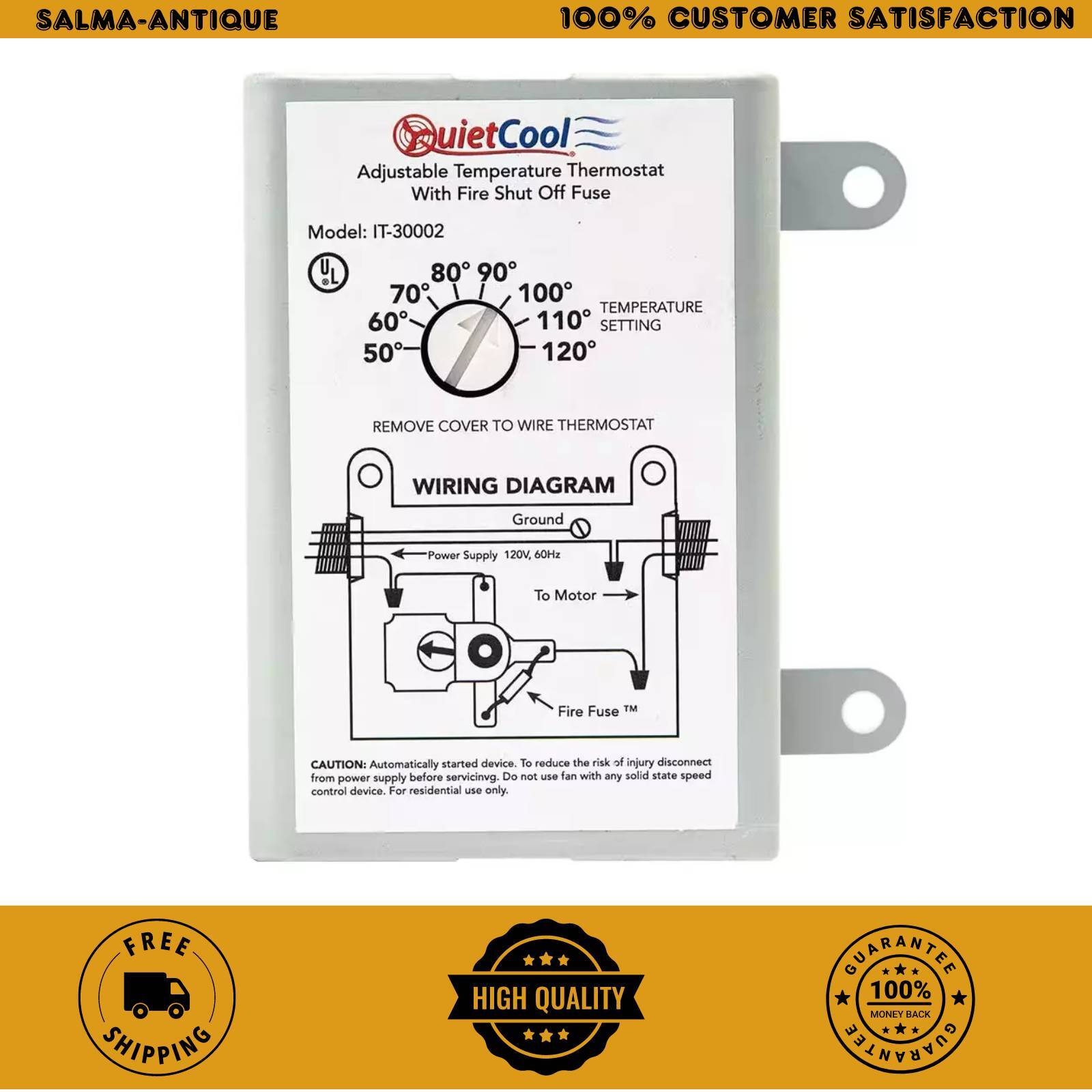 Attic Fan Mechanical Replacement Thermostat with Built-In Fire Safety Shut Off gallery