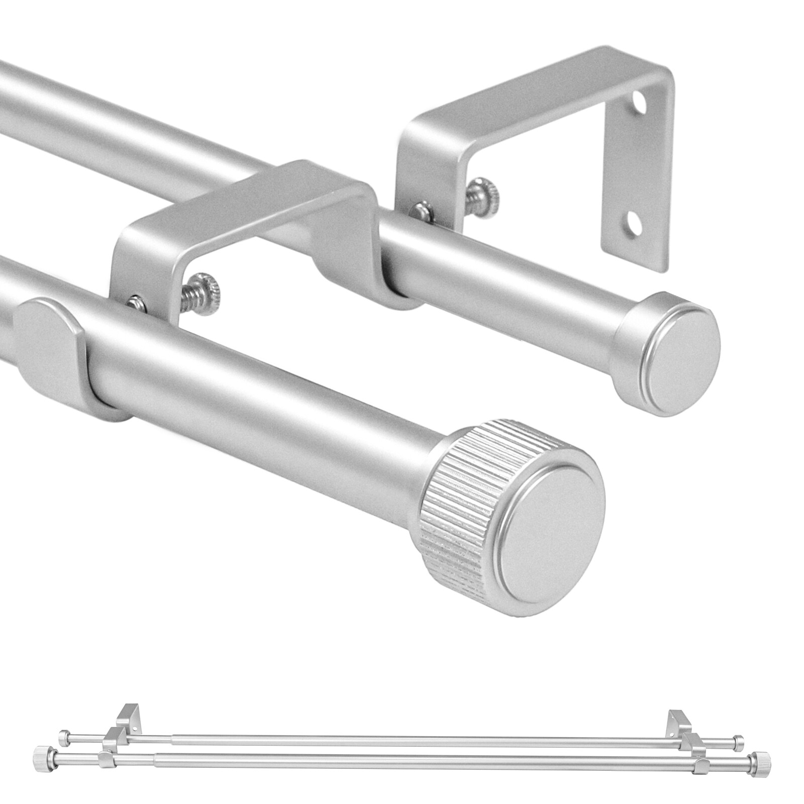 5/8" Diameter Adjustable Double Drapery Curtain Rod w/ Poignee Finial gallery