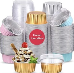 ALUMINUM FOIL CUPS AND CLEAR LIDS 125ml / 4 Oz 500 Pieces 250 Cups+250 Lids