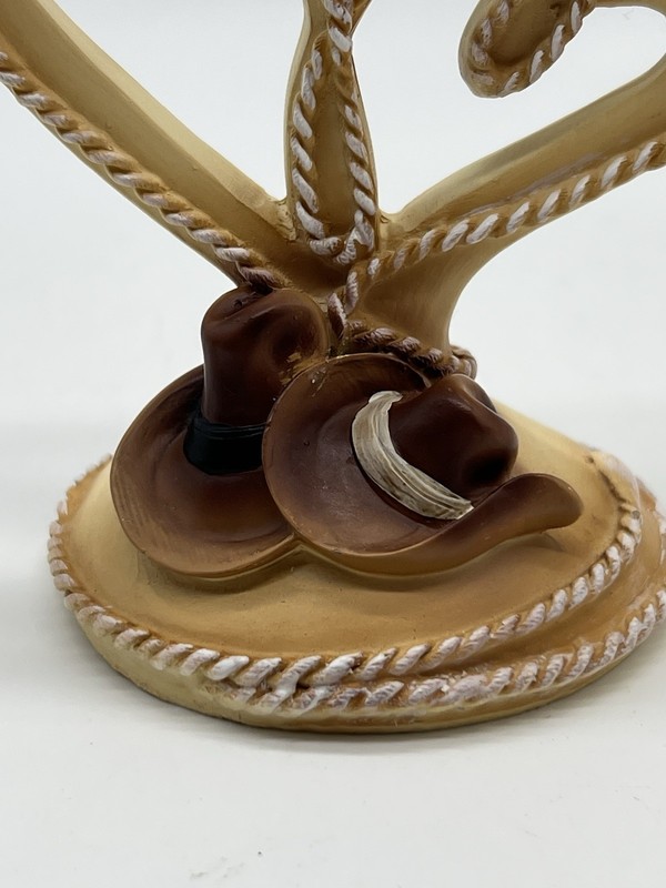 Vintage Studio Cake Topper His and Hers Cowboy Hats Hearts Wedding Decor Western gallery