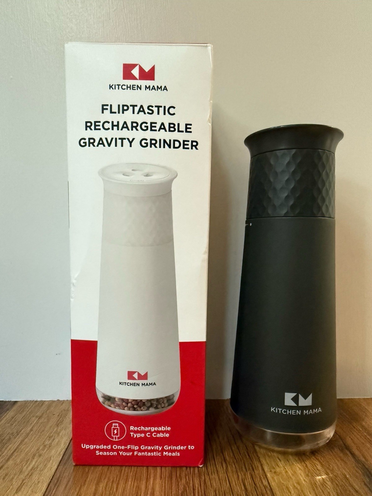Kitchen Mama Fliptastic Rechargeable Gravity Grinder Gray, Pepper Mill gallery