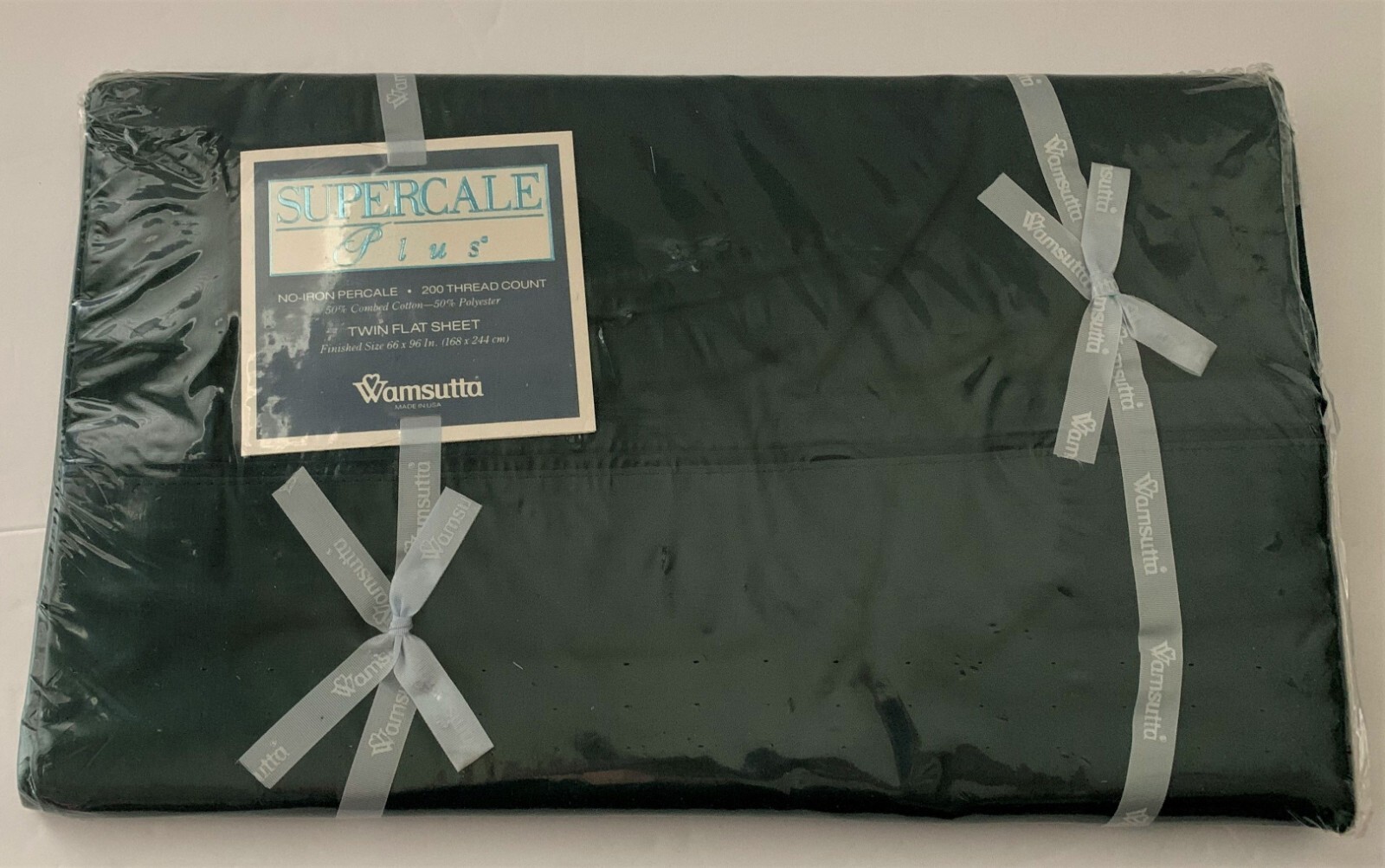 Wamsutta TWIN FLAT SHEET Supercale Plus NEW Hunter Green No-Iron 200 Thread Ct gallery
