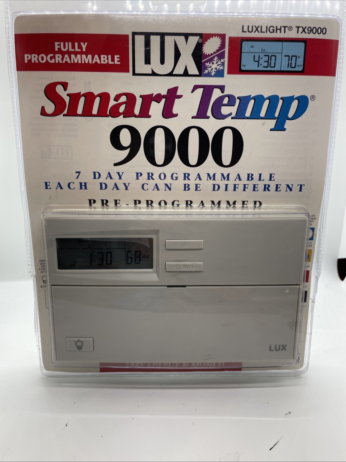 LUX TX9000 Smart Temp 7-Day Programmable Thermostat BRAND NEW OPEN PLASTIC gallery