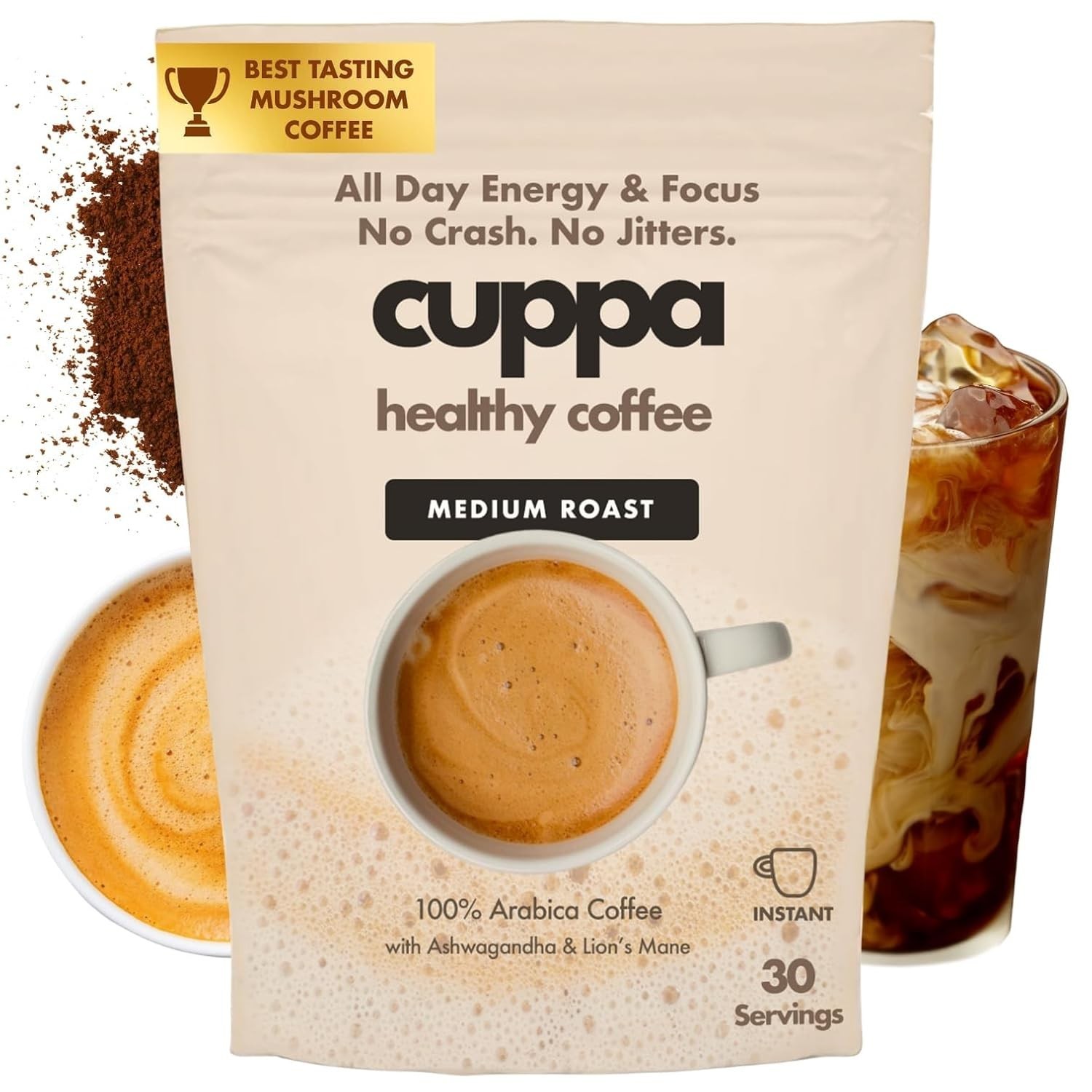 Cuppa Instant Mushroom Coffee Medium Roast 30 Servings Lion's Mane New gallery