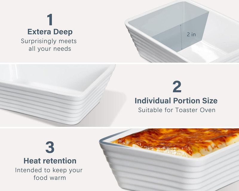 Small Baking Dish, Rectangle Ceramic Baking Dish for Oven, Individual Casserole gallery