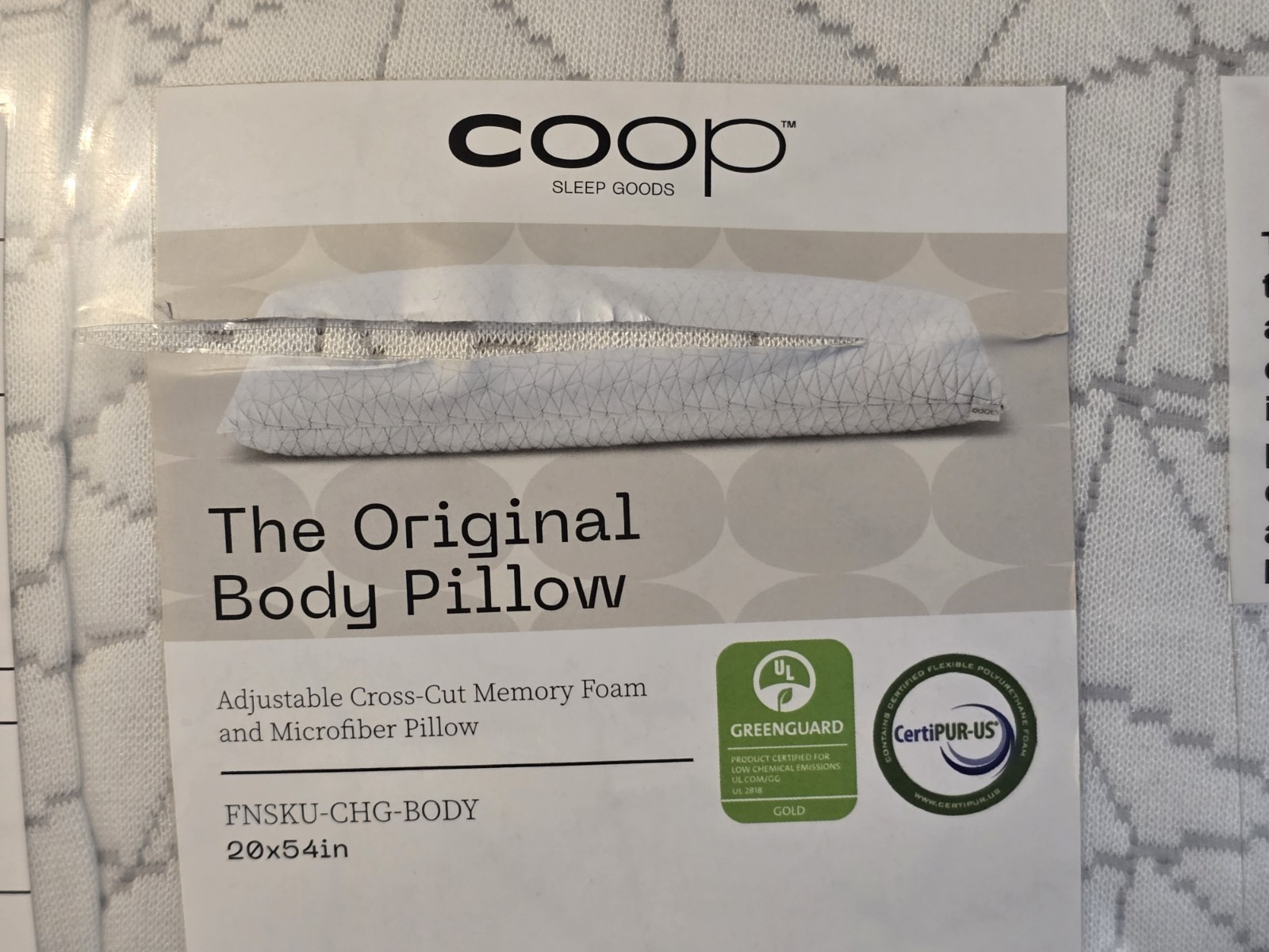 Coop Home Goods Original Adjustable Body Pillow, 20x54 Long Pillow for Back, gallery