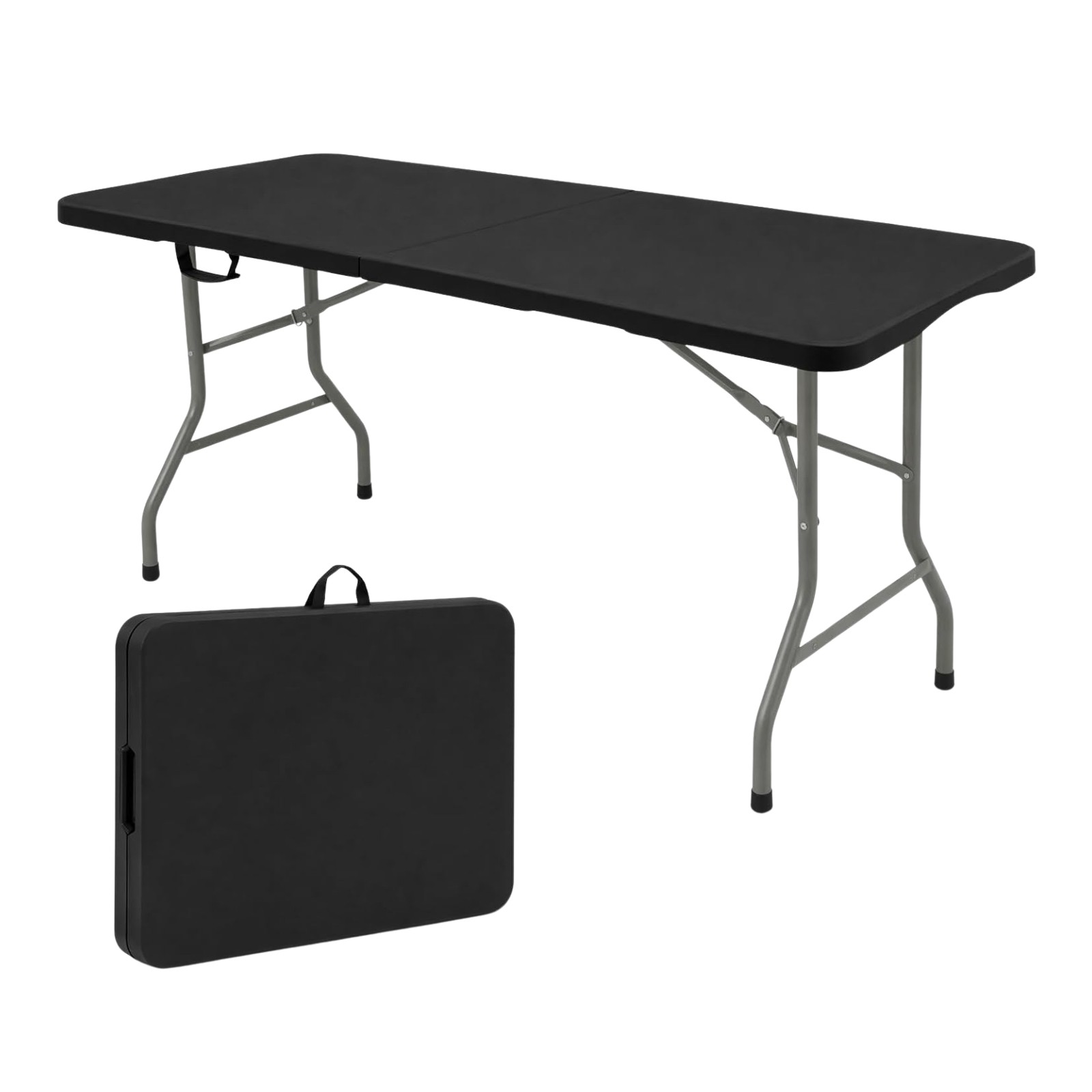 6Ft Plastic Folding Table - Ideal for Indoor/Outdoor Dining & Party Use Black gallery