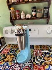 Blue Chrome Silver Electric Milkshake Maker Stainless Steel Cup Plastic Metal