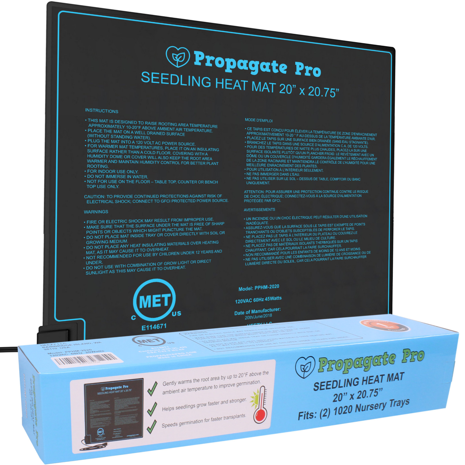 PROPAGATE PRO Seedling Heat Mat 20"x20" two - Double Nursery Plant Starter Pad gallery