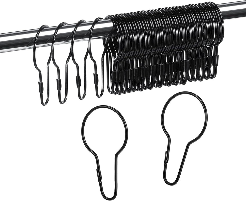 36 Pack Shower Curtain Hooks Rustproof Metal Curtain Rings Hanging Shower Clips