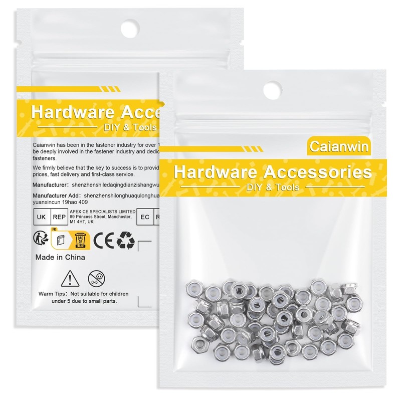 Caianwin 10Pcs 1/2"-13 Nylon Insert Hex Lock Nuts A2 304 1/2"-13, Silver gallery