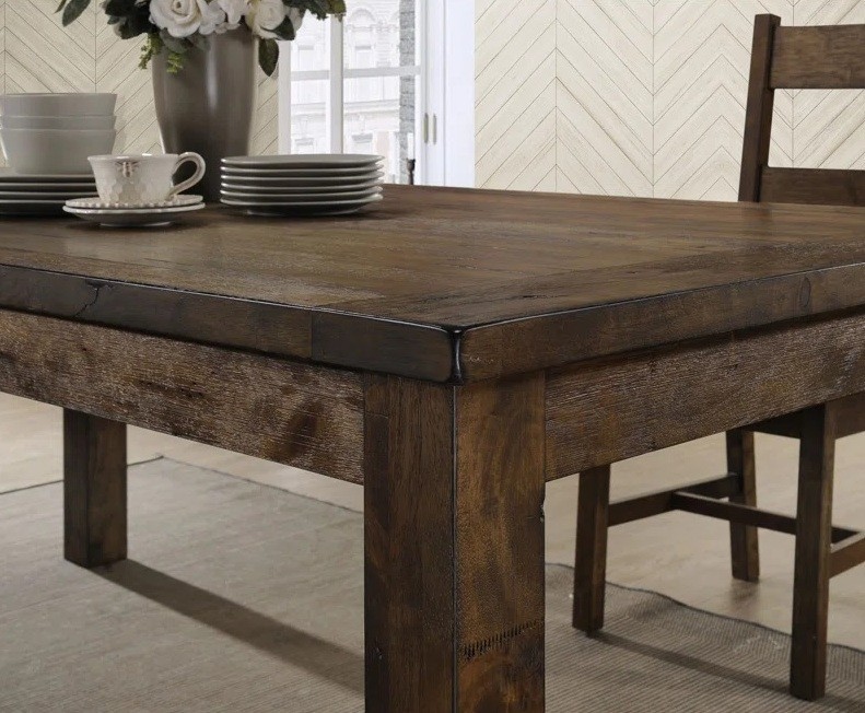 7 Pc Dining Set Table and/or 6 Tall Ladderback Solid Chairs Brown Rustic 300 lb gallery