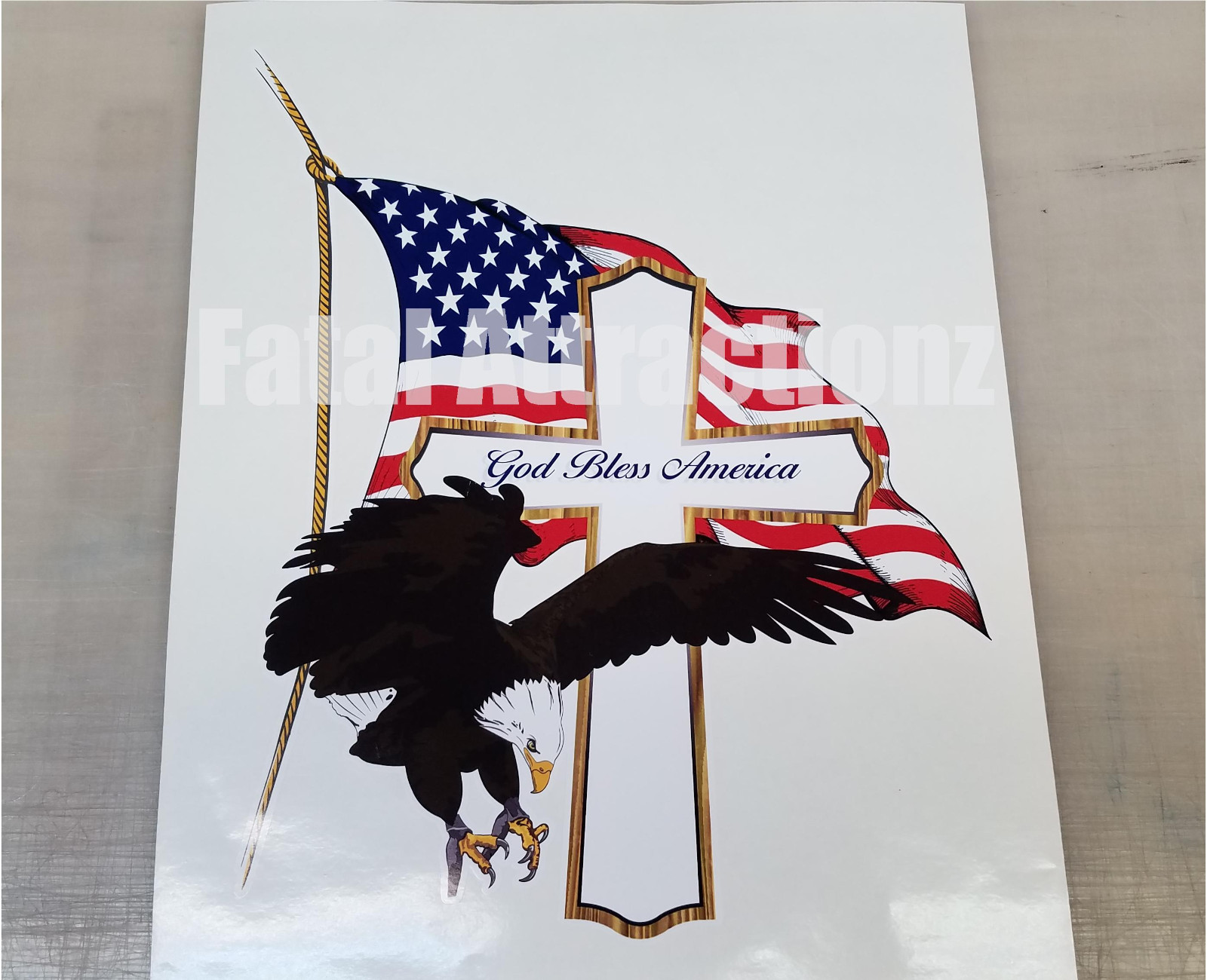 God Bless America Cross Eagle Cross Flag Vinyl Sticker Decal USA patriotic gallery