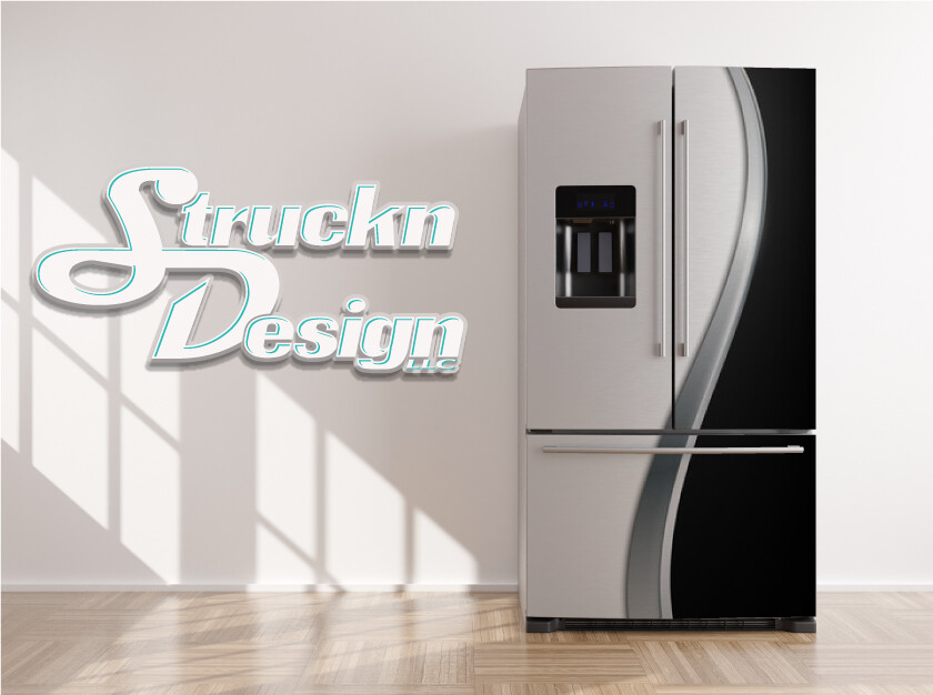 Wavy Silver Black Geometric Luxury Fridge Freezer Wrap Side Door Vinyl Decal gallery