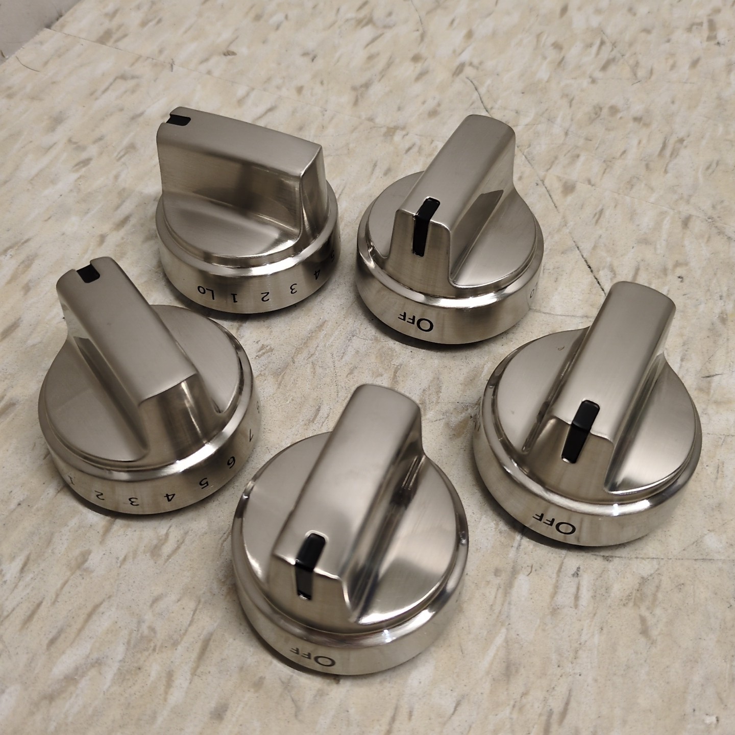Qty 5 Stainless Steel Control Knob Compatible with GE Gas Range Stove WB03X24818 gallery