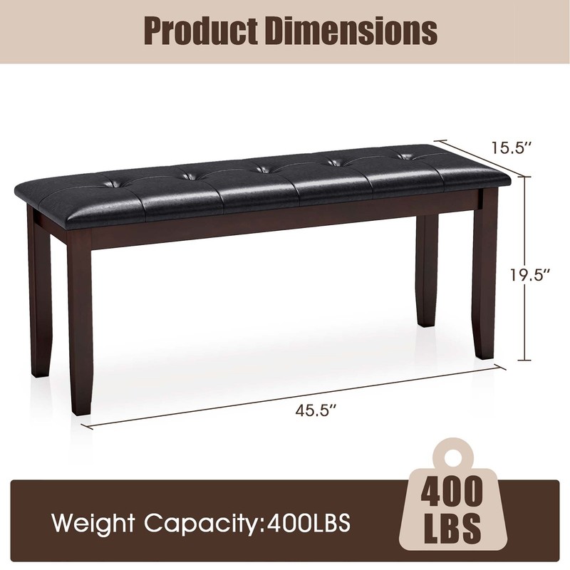 Upholstered PU Dining Room Bench Solid Wood Button Tufted Dining Room Bench gallery
