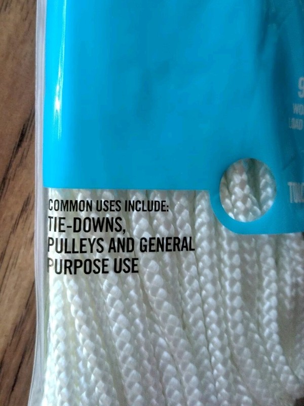 Everbilt 140295 White Diamond Braid Nylon Rope 3/16 in. x 50 ft. 90lb WLL NEW gallery