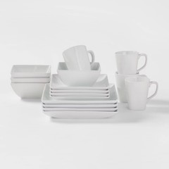 Square Rim Porcelain 16pc Dinnerware Set – Threshold