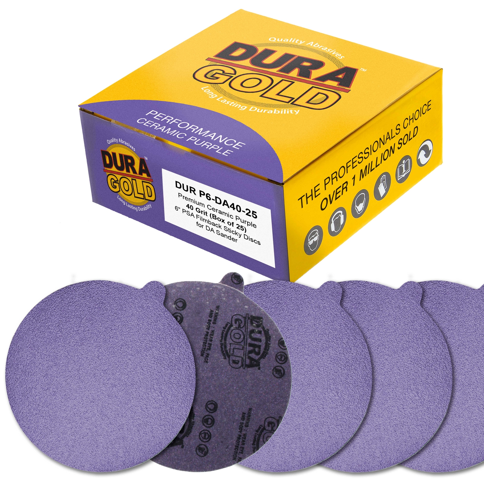 40 Grit 6" PSA Ceramic Sanding Discs, Box of 25 - Self Adhesive Sandpaper gallery