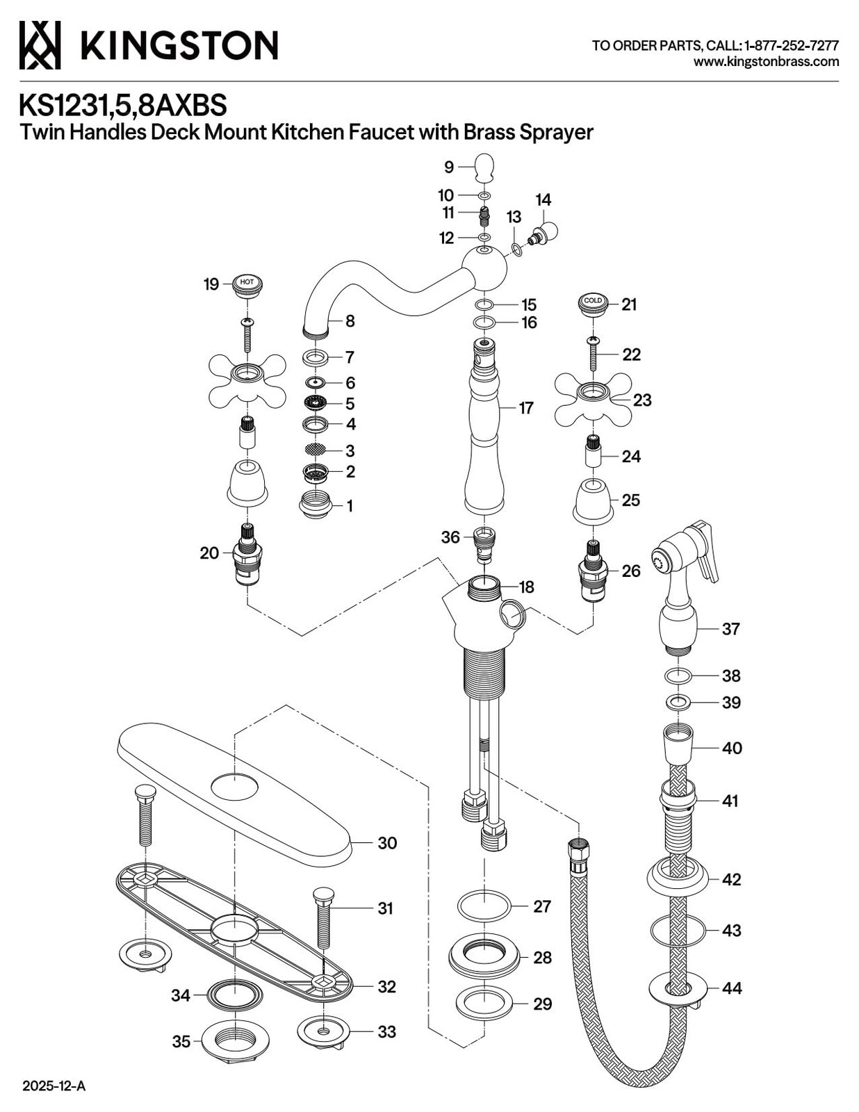 KS1238AXBS Heritage Deck Mount Kitchen Faucet with AX Handle and Brass Spraye... gallery