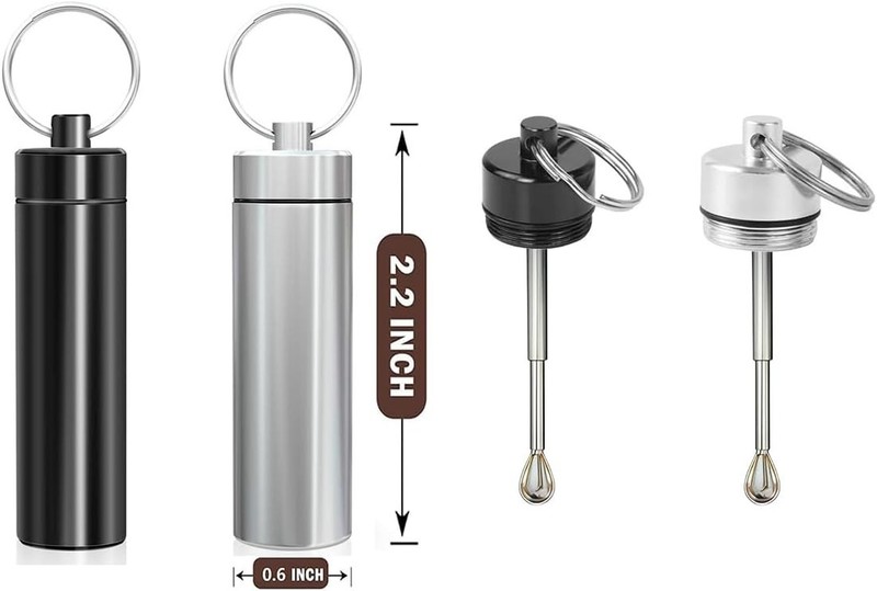 Travel Spice Container with Spoon - Mini Metal Vial Keychain Box 2Pack gallery