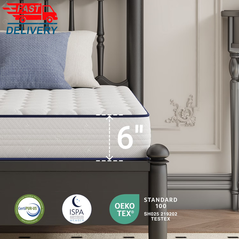 Pearl 6" Twin Size Medium Adult Supportive Innerspring Mattress 👌 ✅ gallery
