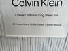 Calvin Klein California King Sheet Set 4 PCS 100% Cotton Sateen Weave White Gray gallery