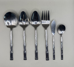 6 Serving Pieces Oneida Stainless SUMATRA Flatware Bamboo Design Set / 2