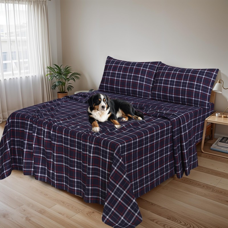 RUVANTI Flannel Sheets Queen Size - 100% Cotton Double Brushed Bed Sheets, De... gallery