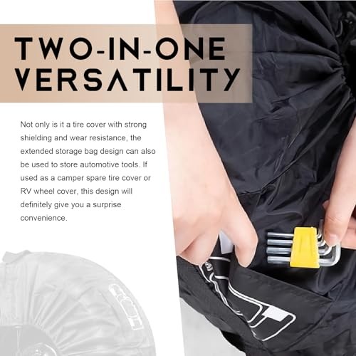 Spare Tire Cover, 190T Polyester Taffeta Tire Protector Covers, 1 PC Black #01 gallery