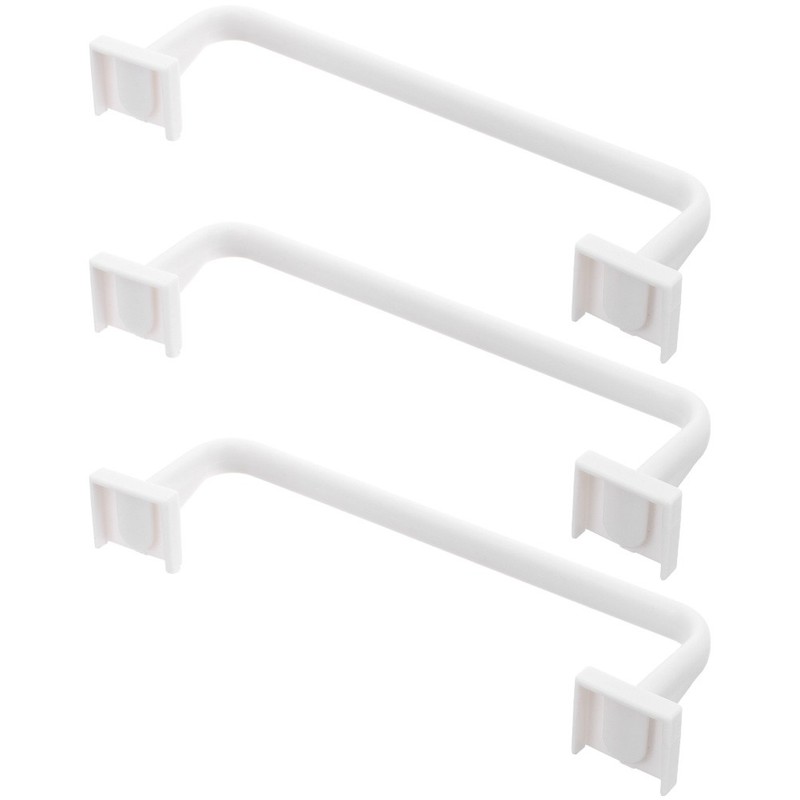3pcs Plastic White Bathroom Towel Rack Single Bar Paste No Punch Storage Holder gallery