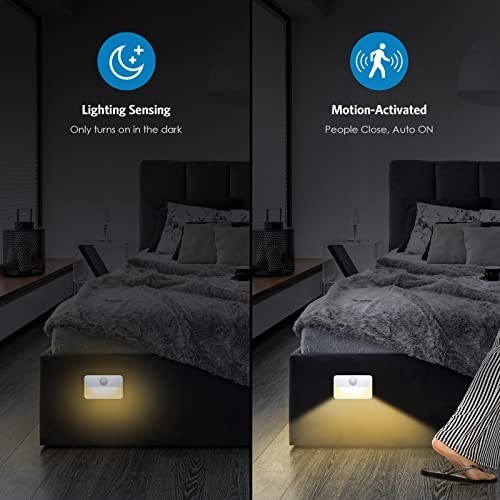 6 Pack Mini Motion Sensor LED Stair Lights - Battery-Powered, 40 Lumen, Indoor N gallery