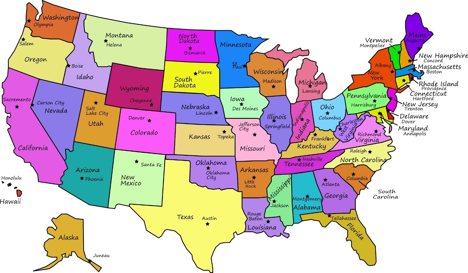 UNITED STATES MAP WITH CAPITALS GLOSSY POSTER PICTURE BANNER PRINT PHOTO US 7143 gallery