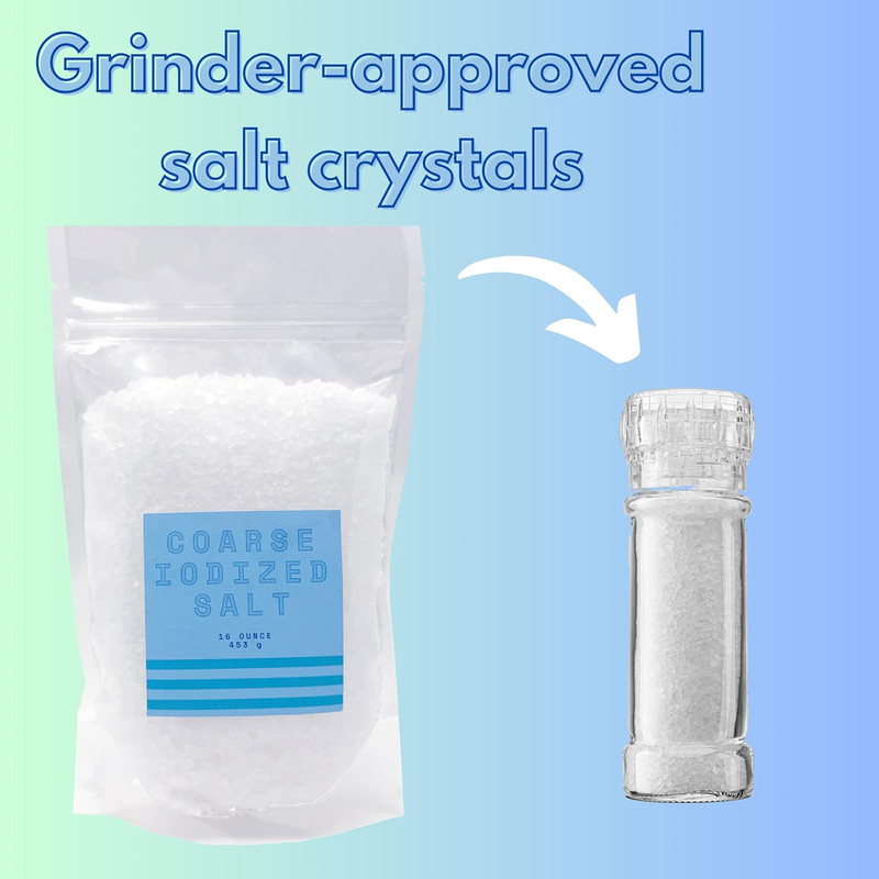 Iodized Salt for Grinder, Coarse Iodized Salt for Grinder Refill 16 Ounce Reseal gallery
