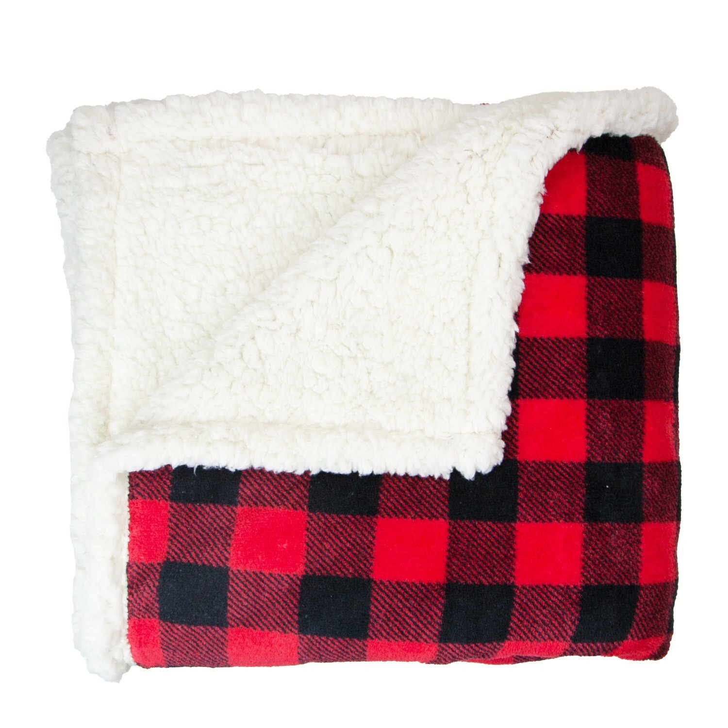 Arkwright Rustic Home Buffalo Plaid Throw Blanket, 50x70 Red/Black, Sherpa Back gallery