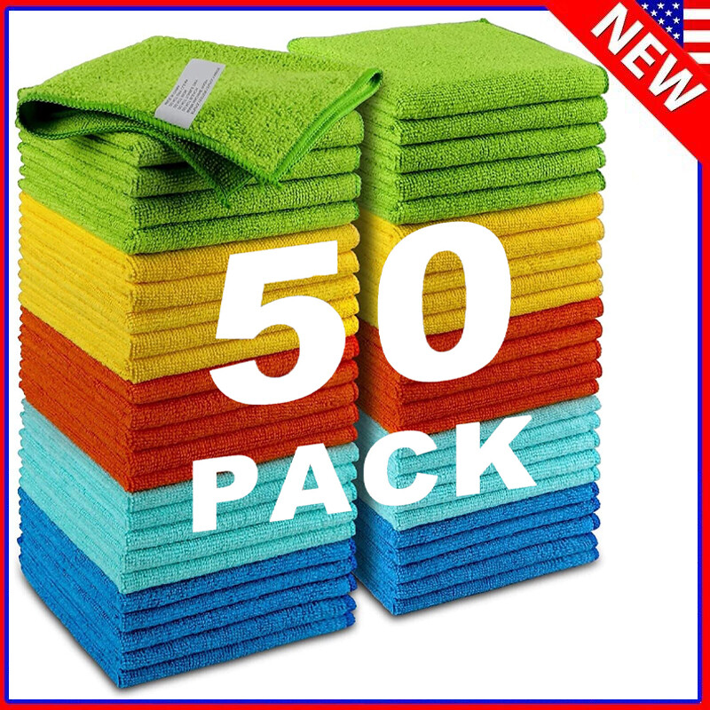 Microfiber Cleaning Cloth Towel Rag Car Polishing No Scratch Detailing Set of 50 gallery